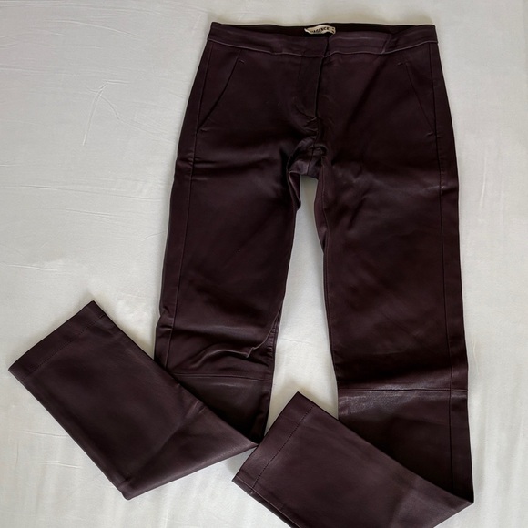 L'AGENCE Oxblood Lamb Leather Pants